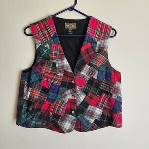 Vintage Express Patchwork Flannel Vest, Size S